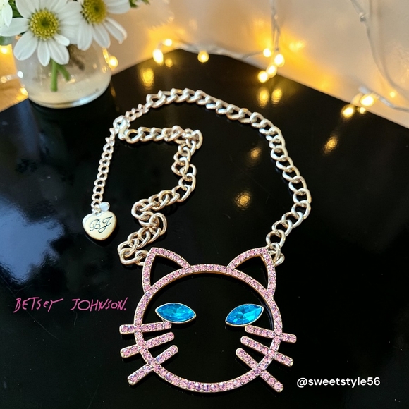 Betsey Johnson Jewelry - BETSEY JOHNSON "Just Kitten" Crystal Necklace WHIMSICAL!